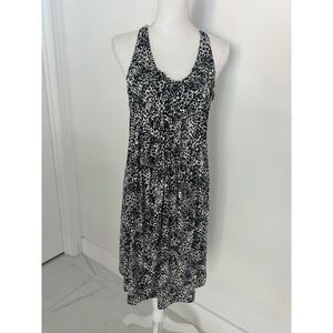 FIT Brazil Black White Abstract Print Sleeveless Midi Dress Size 44 Racerback